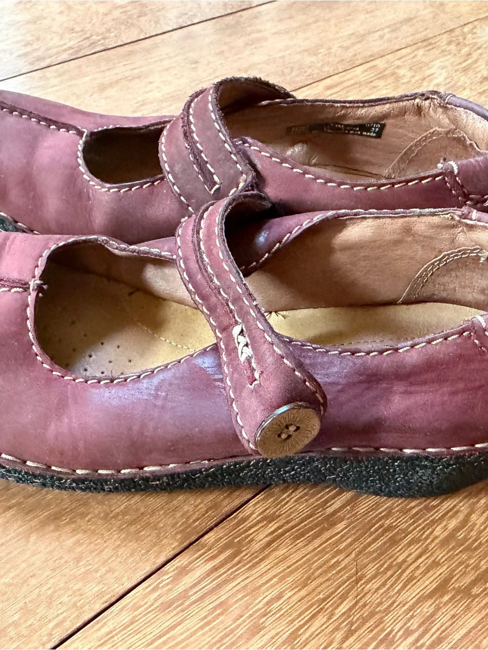 Clarks Burgundy Mary Jane Strap Shoes for Kids